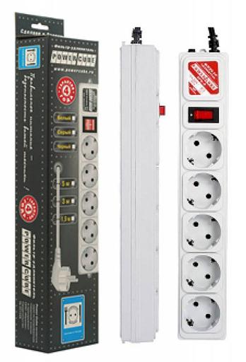Сетевой фильтр Powercube SPG-B-15-GREY 5м (5 розеток) серый (коробка) фото 2