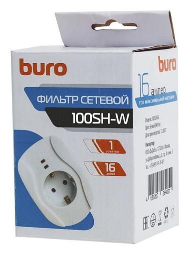Сетевой фильтр Buro 100SH-W (1 розетка) белый (коробка) фото 5