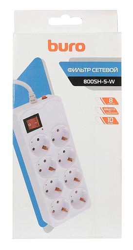 Сетевой фильтр Buro 800SH-5-W 5м (8 розеток) белый (коробка) фото 4