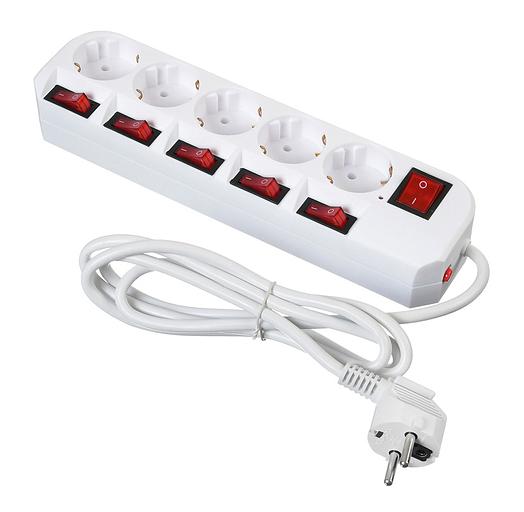 Сетевой фильтр Buro 500SH-1.8-SW-W 1.8м (5 розеток) белый (коробка) фото 1