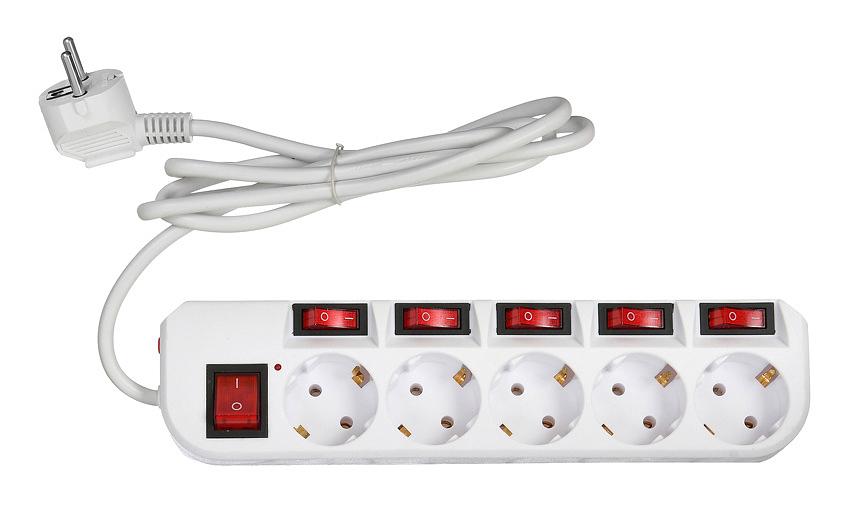 Сетевой фильтр Buro 500SH-1.8-SW-W 1.8м (5 розеток) белый (коробка) фото 2