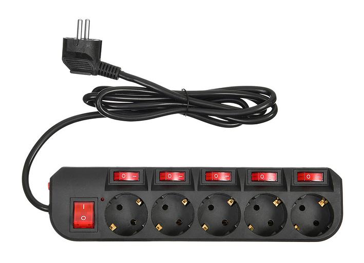 Сетевой фильтр Buro 500SH-1.8-SW-B 1.8м (5 розеток) черный (коробка) фото 2