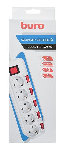 Сетевой фильтр Buro 500SH-3-SW-W 3м (5 розеток) белый (коробка) фото 4