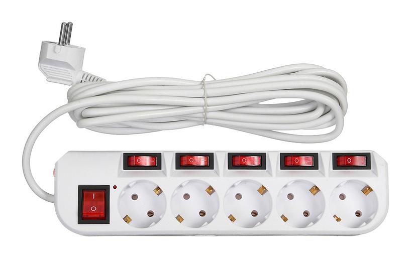 Сетевой фильтр Buro 500SH-5-SW-W 5м (5 розеток) белый (коробка) фото 2