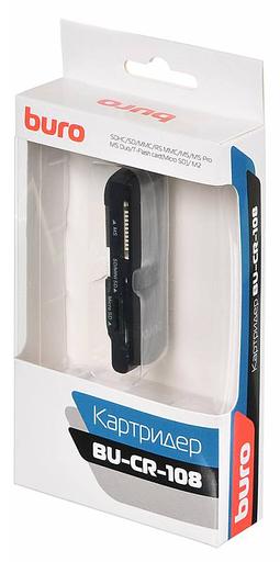 Устройство чтения карт памяти USB2.0 Buro BU-CR-108 черный фото 6