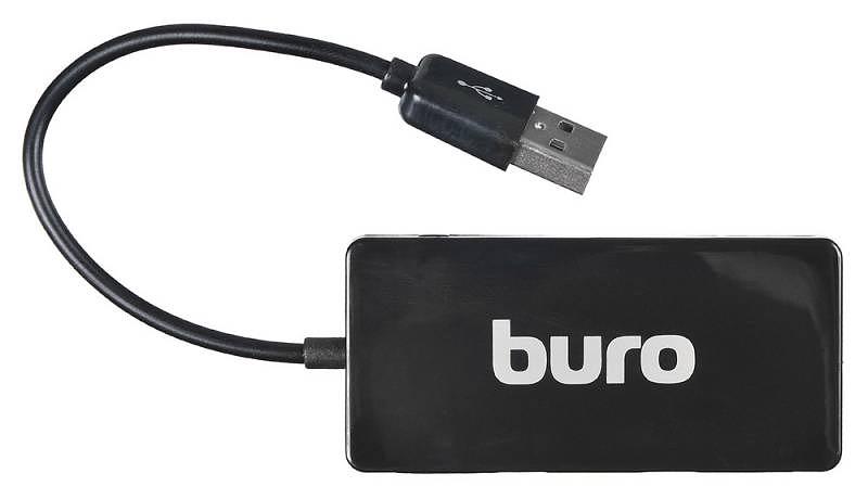 Разветвитель USB 2.0 Buro BU-HUB4-U2.0-Slim 4порт. черный фото 1