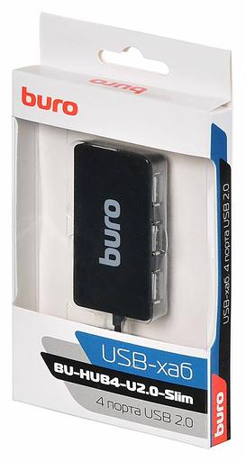 Разветвитель USB 2.0 Buro BU-HUB4-U2.0-Slim 4порт. черный фото 5