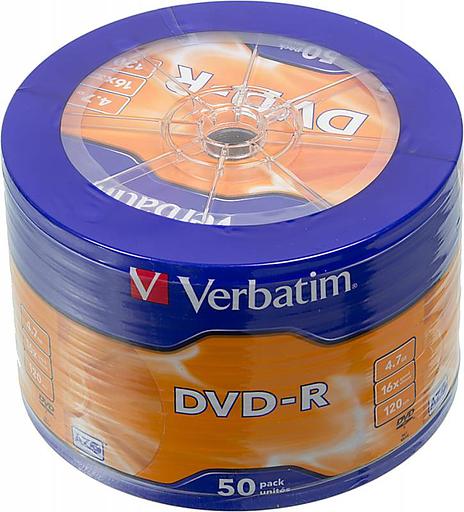 Диск DVD-R Verbatim 4.7Gb 16x Cake Box (50шт) (43731) фото 1