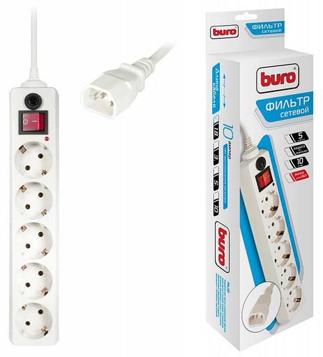 Сетевой фильтр Buro 500SH-1.8-UPS-W 1.8м (5 розеток) белый (коробка) фото 1