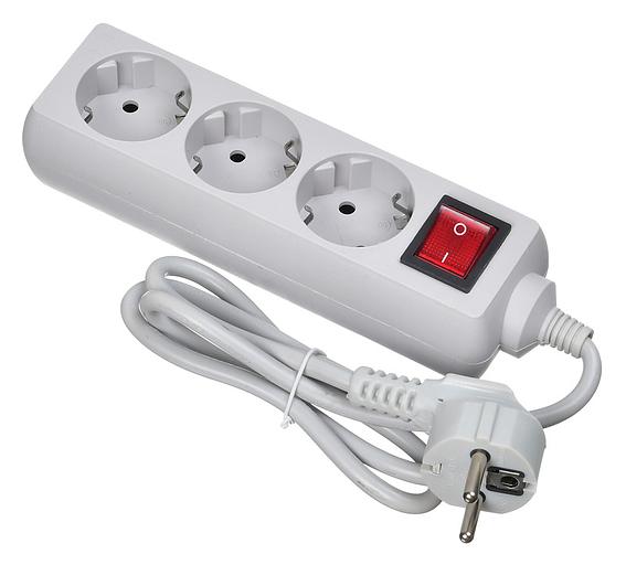 Сетевой фильтр Buro 300SL-1-G 1м (3 розетки) серый (пакет ПЭ) фото 1