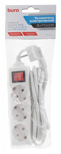 Сетевой удлинитель Buro BU-PS3.3/W 3м (3 розетки) белый (пакет ПЭ) фото 4