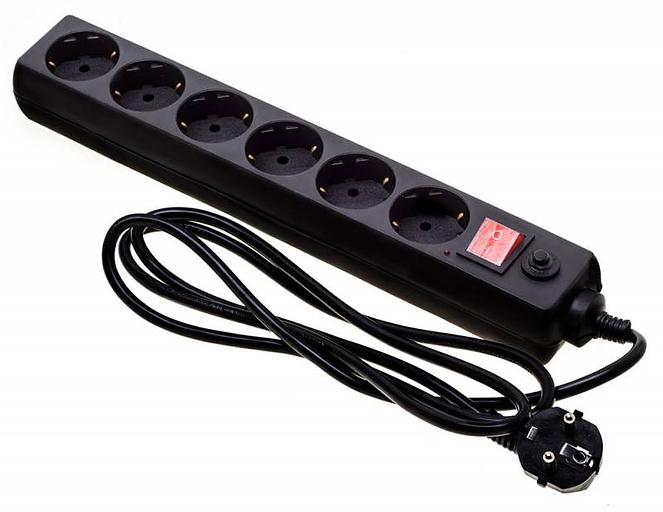 Сетевой фильтр Buro 600SH-16-1.8-B 1.8м (6 розеток) черный (коробка) фото 1