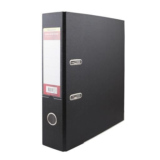 Папка-регистратор Silwerhof 355021-01 A4 75мм ПВХ/бумага черный мет.окант. сборная смен.карм. на кор. фото 1