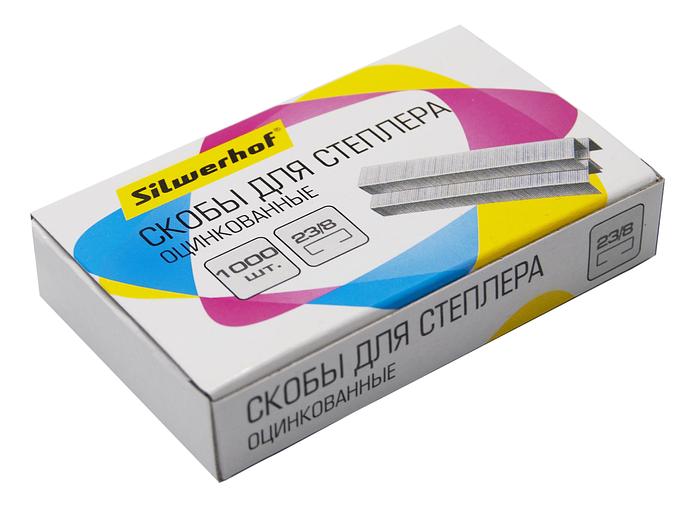 Скобы для степлера 23/8 Silwerhof оцинкованные кор.карт. (упак.:1000шт.) фото 3