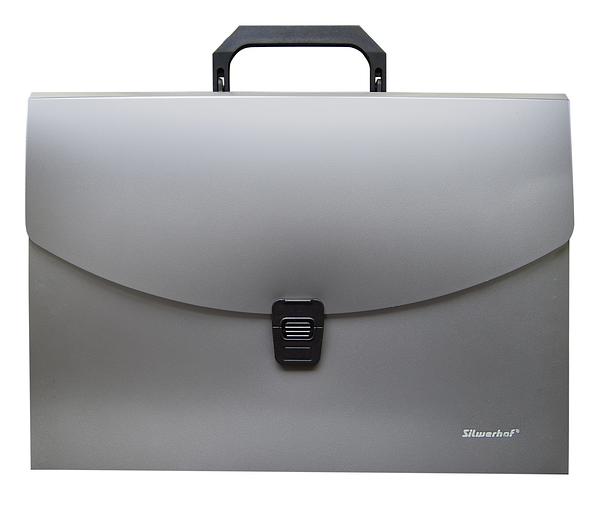 Портфель Silwerhof Perlen 322716-01 6 отдел. A4 пластик серебристый металлик фото 1
