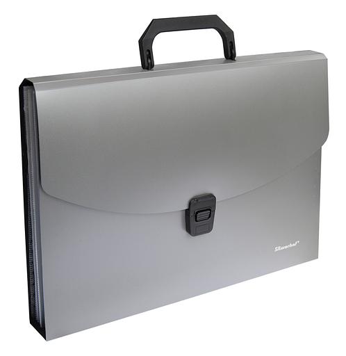 Портфель Silwerhof Perlen 322716-01 6 отдел. A4 пластик серебристый металлик фото 2