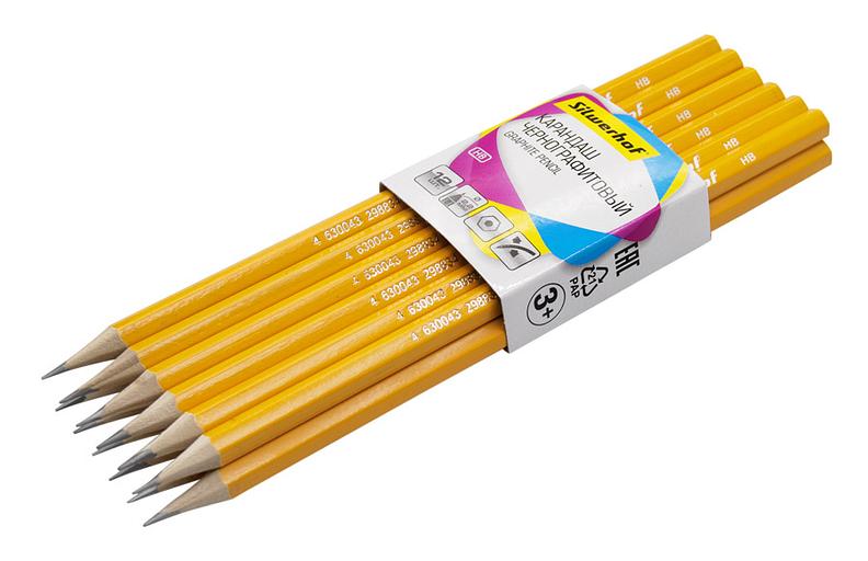 Карандаш ч/г Silwerhof Basic 120637-00 2мм HB шестигран. дерево карт.пер. фото 3