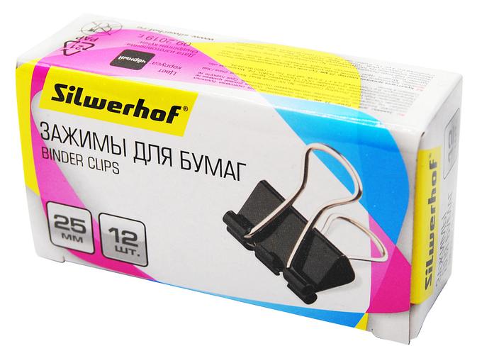Зажимы Silwerhof 510015 сталь 25мм черный (упак.:12шт) картонная коробка фото 2