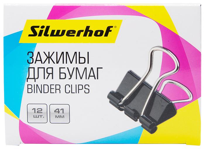 Зажимы Silwerhof 510017 сталь 41мм черный (упак.:12шт) картонная коробка фото 2