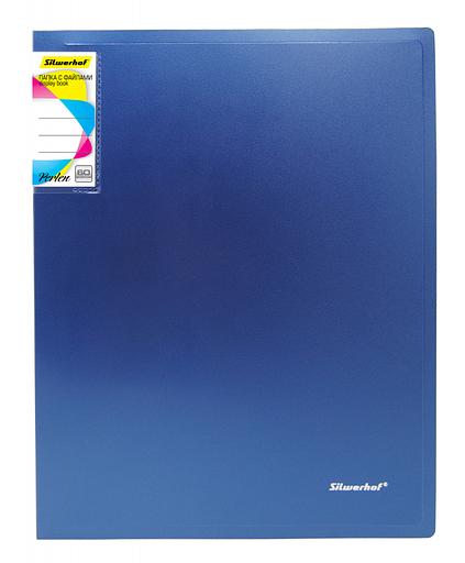 Папка с 60 прозр.вклад. Silwerhof Perlen 292961-74 A4 1мм карман синий металлик фото 1