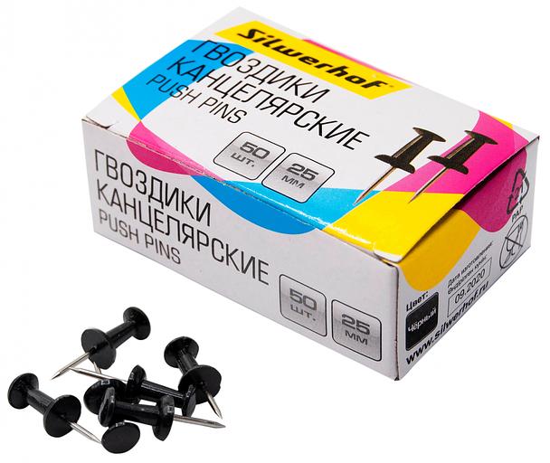 Гвоздики Silwerhof 502019 металл l=25мм черный (упак.:50шт) картонная коробка фото 1