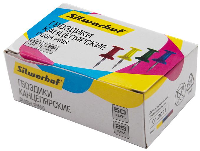 Гвоздики Silwerhof 502017 l=25мм ассорти (упак.:50шт) картонная коробка фото 3