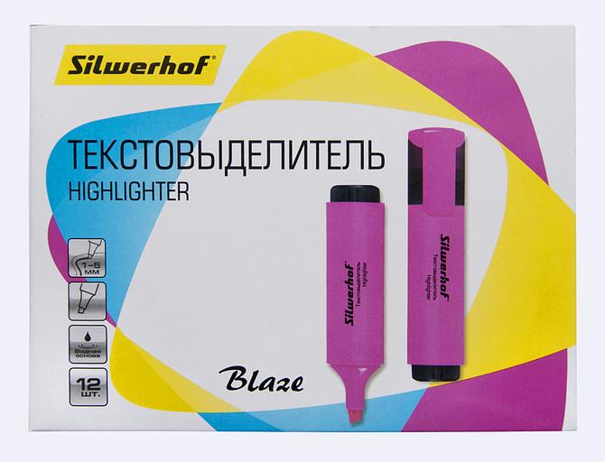 Текстовыделитель Silwerhof Blaze 108036-08 скошенный пиш. наконечник 1-5мм розовый картон фото 3