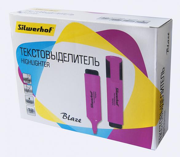 Текстовыделитель Silwerhof Blaze 108036-08 скошенный пиш. наконечник 1-5мм розовый картон фото 4