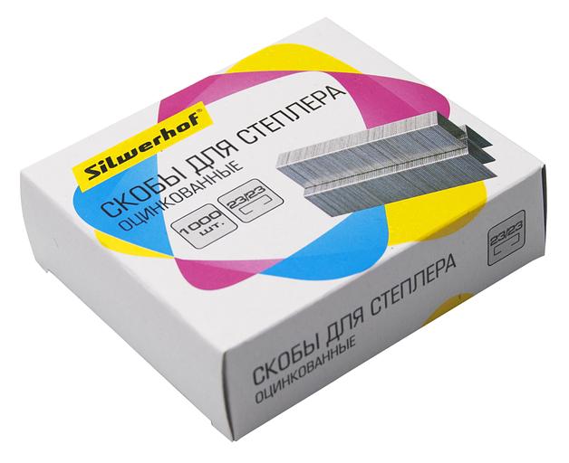 Скобы для степлера 23/23 Silwerhof оцинкованные кор.карт. (упак.:1000шт.) фото 3