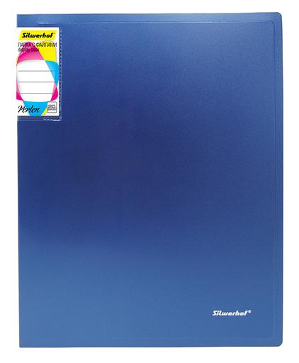 Папка с 20 прозр.вклад. Silwerhof Perlen 292921-74 A4 0.8мм карман синий металлик фото 1