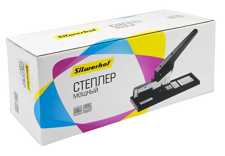 Степлер мощный Silwerhof 401080-01 23/6 23/8 23/10 23/13 23/15 23/17 23/20 23/23 (210листов) черный 100скоб закрытый/открытый коробка фото 3