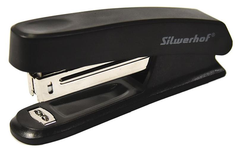 Степлер Silwerhof 401072-01 N10 (12листов) черный 50скоб пластик закрытый коробка фото 1
