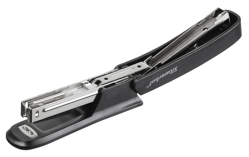 Степлер Silwerhof 401072-01 N10 (12листов) черный 50скоб пластик закрытый коробка фото 2