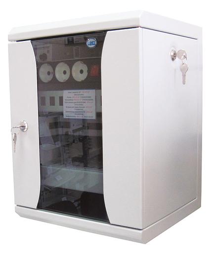 Шкаф коммутационный ЦМО (ШРН-12.255-10) настенный 12U 320x305мм пер.дв.стекл 100кг серый фото 3