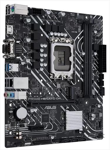 Материнская плата ASUS PRIME H610M-D D4, LGA1700, H610, 2*DDR4, D-Sub + HDMI, SATA3, Audio, Gb LAN, USB 3.2*4, USB 2.0*6, COM*1, LPT*1 header (w/o cable), mATX; 90MB1A00-M0EAY0 (PRIME H610M-D D4) фото 2