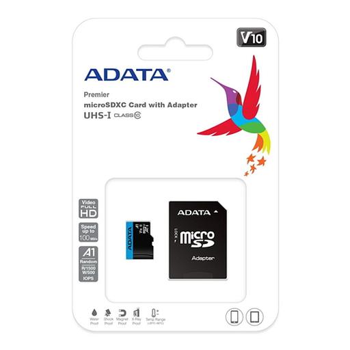 Карта памяти MICRO SDXC 128GB W/AD. AUSDX128GUICL10A1-RA1 ADATA фото 3