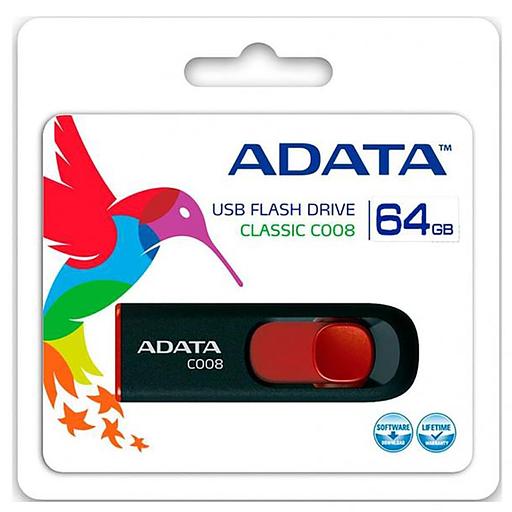 Флэш-накопитель USB2 64GB BLACK/RED AC008-64G-RKD ADATA фото 3