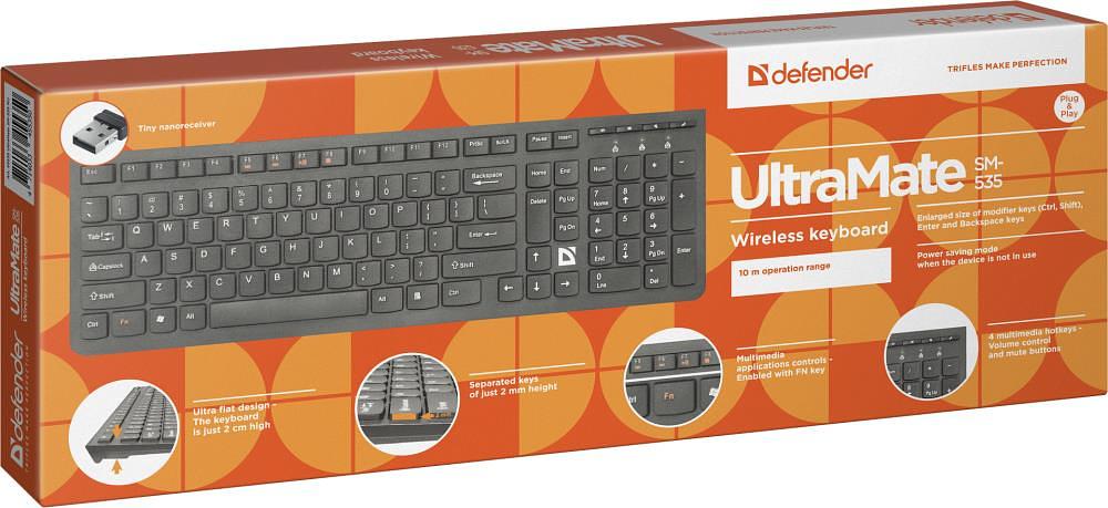 Беспроводная клавиатура ULTRAMATE SM-535 RU BLACK 45535 DEFENDER фото 1
