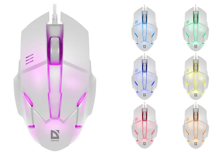 Defender Проводная оптическая мышь Host MB-982 7цветов,1000 dpi,белый Defender Host MB-982 (52983) фото 1