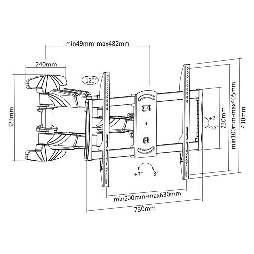 DIGIS DSM-5066 КРЕПЛЕНИЕ ДЛЯ ТВ 37"-70", 2X2 КОЛЕНА, VESA МАКС. 600X400ММ, ДО 45КГ (DSM-5066) фото 3