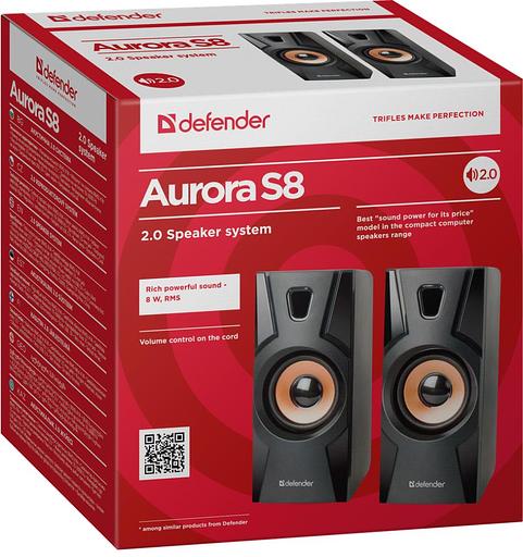 Defender Акустическая 2.0 система Aurora S8 черный, 8 Вт, питание от USB Defender Aurora S8 (65408) фото 1