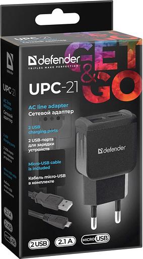 Адаптер питания UPC-21 5V/2.1A 2XUSB 83581 DEFENDER фото 4