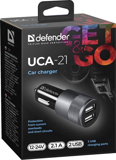 Defender Автомобильное ЗУ UCA-21 2USB, 5V/2.1A Defender UCA-21 2USB, 5V/2.1A (83821) фото 1