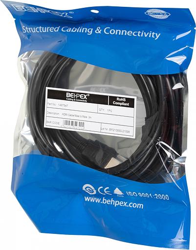 Кабель соединительный аудио-видео HDMI (m)/HDMI (m) 3м. феррит.кольца Позолоченные контакты черный (NO NAME) фото 7