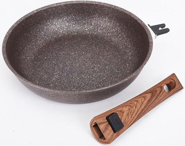 Сковорода Kukmara Granit ultra сго282а круглая ручка съемная (без крышки) серый фото 3