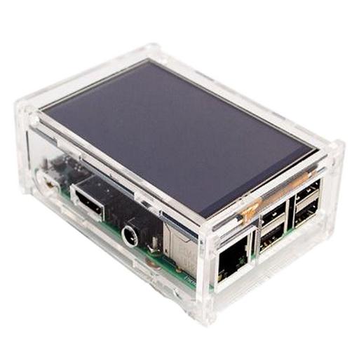 RA147 Корпус ACD Acrylic Case w/ 3.5 inch LCD hole for Raspberry Pi 3 B (вместо верхней крышки - отверстие для LCD дисплея) (494248) фото 1