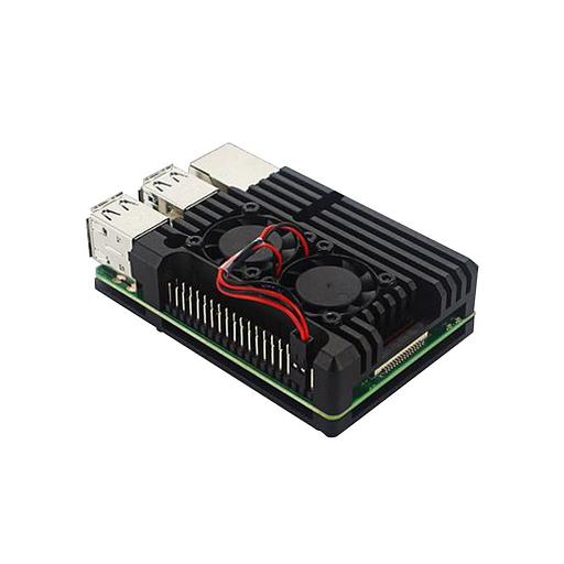 RA458 Корпус ACD Black Metal Aluminum Case with double Fans for Raspberry Pi 3B/3B+ (RASP2244) фото 1