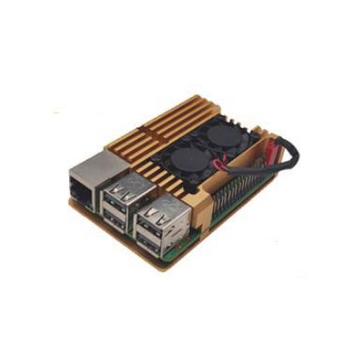 RA504 Корпус ACD Gold Metal Aluminum Case with Double Fans for Raspberry Pi 4B фото 1