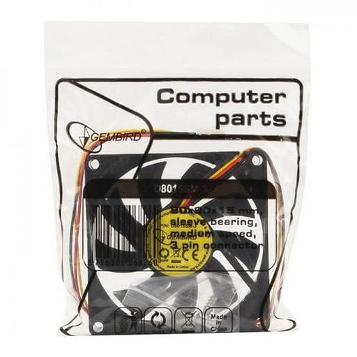 Вентилятор Gembird D8015SM-3 80x80x15, втулка, 3 pin, провод 30 см, OEM {100} фото 3
