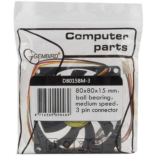 Вентилятор Gembird D8015ВM-3, 80x80x15 подшипник, 3 pin, провод 30 см, OEM {100} фото 4